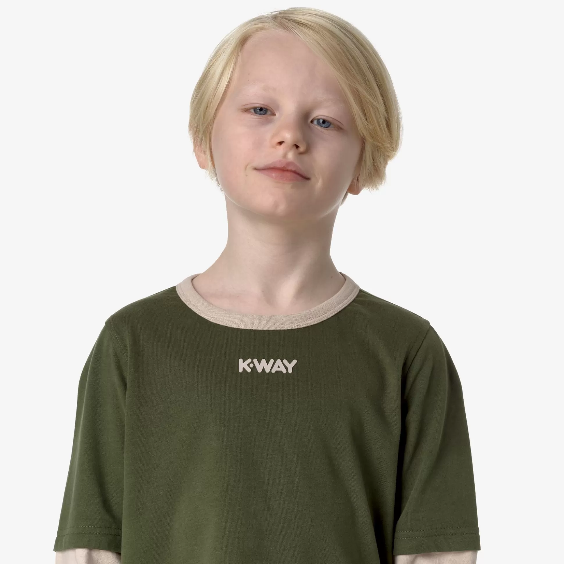 Discount K-Way P. ELMERINE PEACH REVERSIBLE SLEEVES Greencypress-pinktint